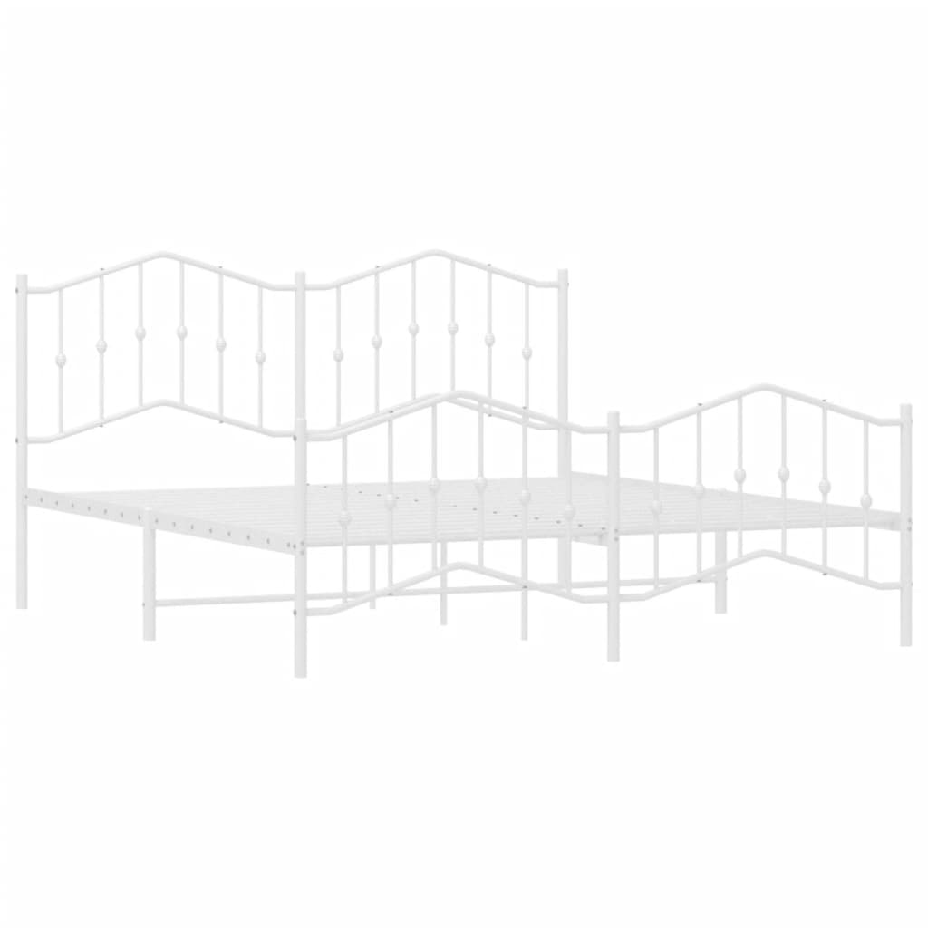 Bed frame with head and footboard metal white 180x200 cm