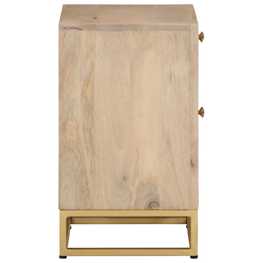 Bedside table 40x30x50 cm solid mango wood and iron