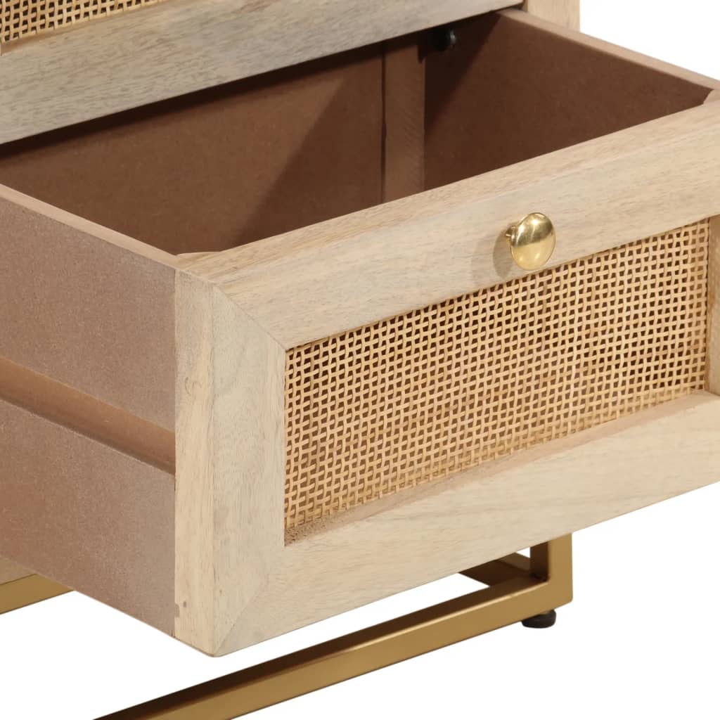 Bedside table 40x30x50 cm solid mango wood and iron