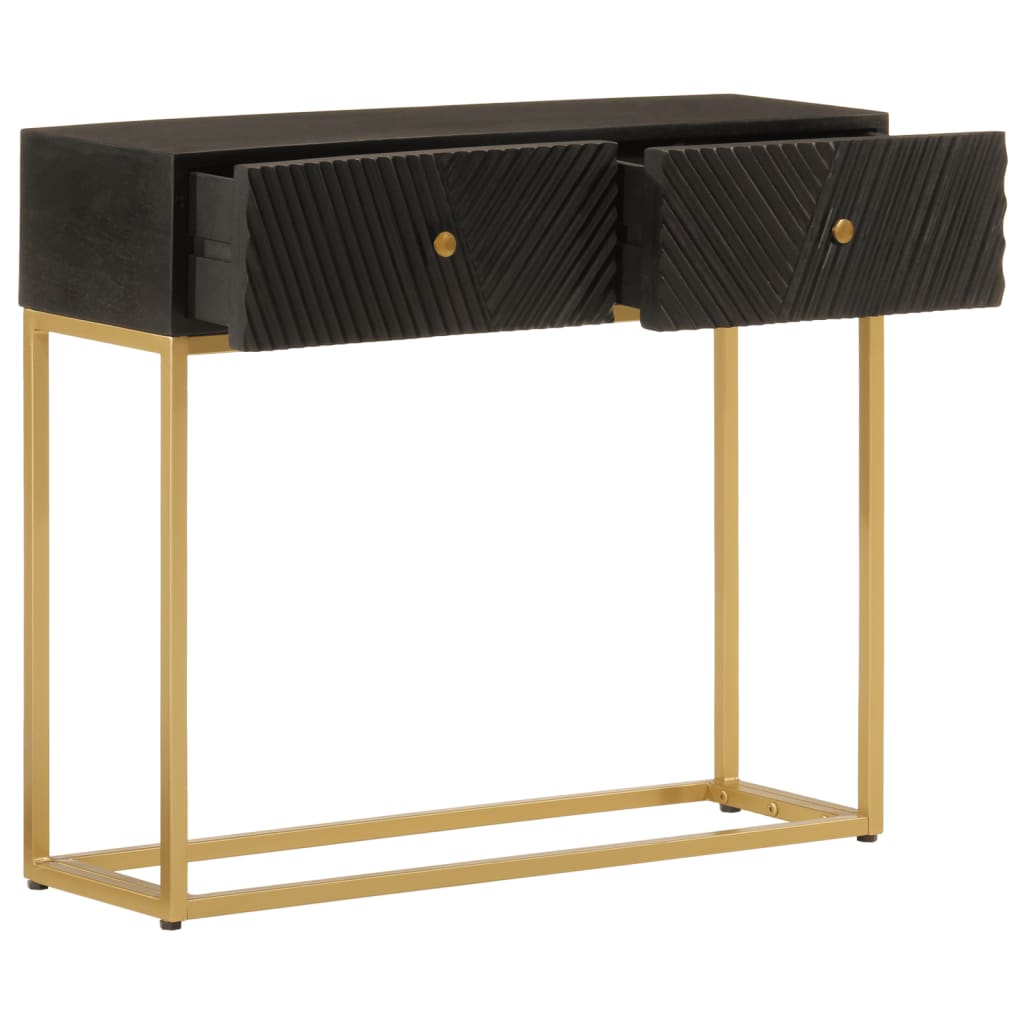 Console Table Black 90x30x76 cm Solid Mango Wood and Iron