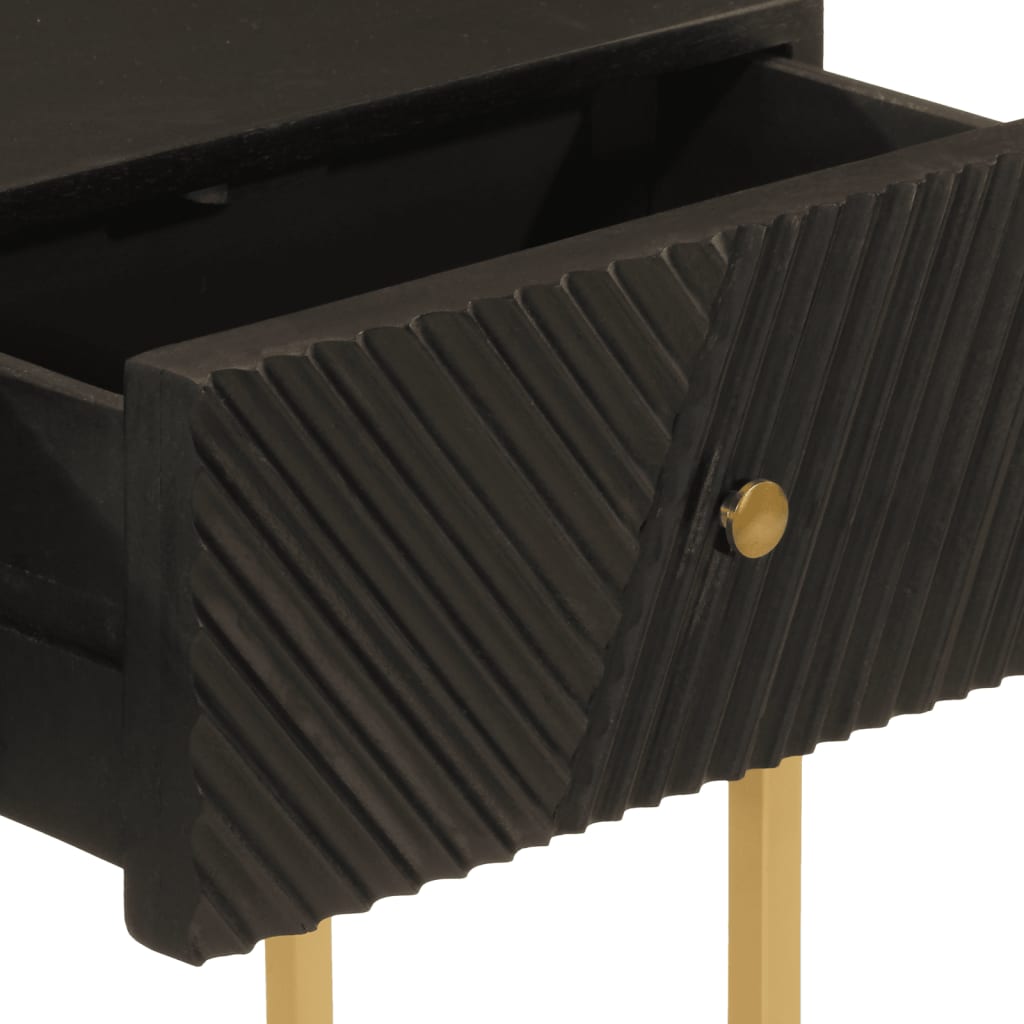 Console Table Black 90x30x76 cm Solid Mango Wood and Iron