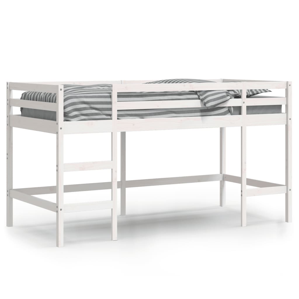 Children's Loft Bed with Ladder White 90x200 cm Solid Pine Wood