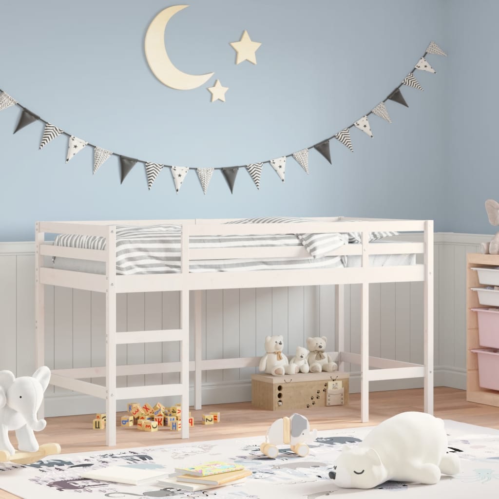 Children's Loft Bed with Ladder White 90x200 cm Solid Pine Wood