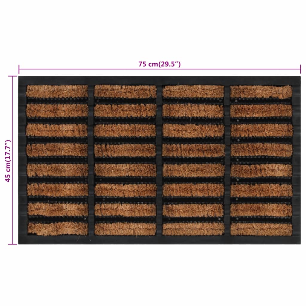 Doormat rectangular 45x75 cm rubber and coconut fiber