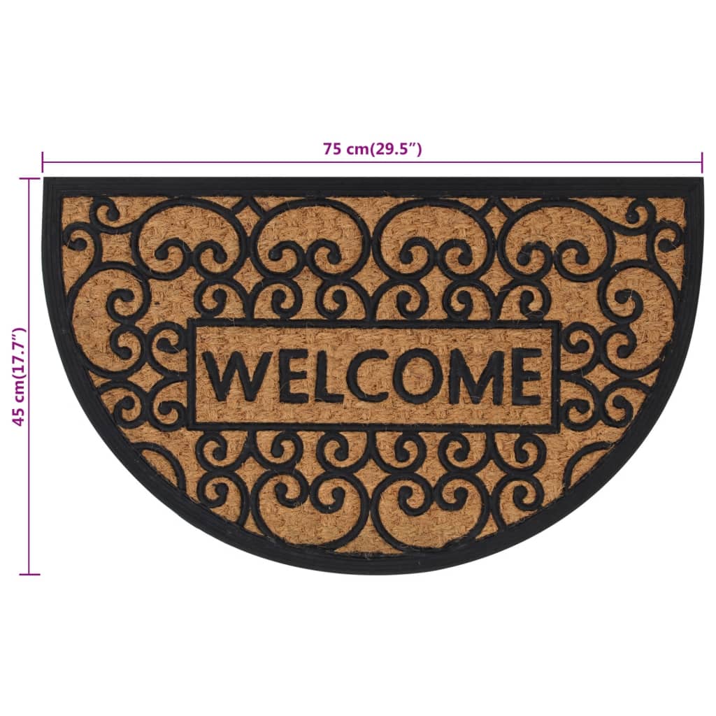 Doormat semicircular 45x75 cm rubber and coconut fiber