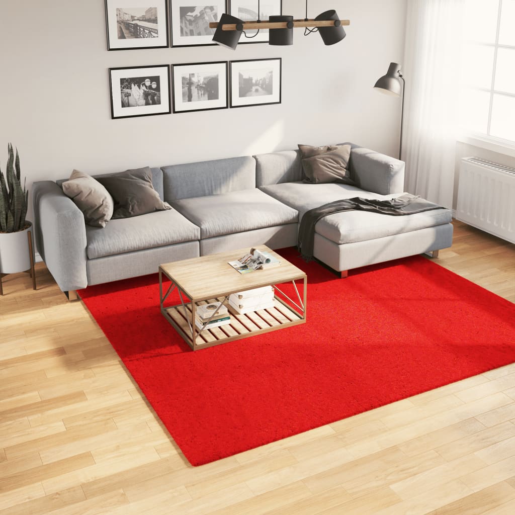 Teppich HUARTE Kurzflor Weich und Waschbar Rot 240x240 cm