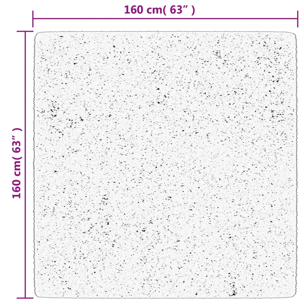 Carpet Shaggy Deep Pile Modern Cream and Black 160x160 cm