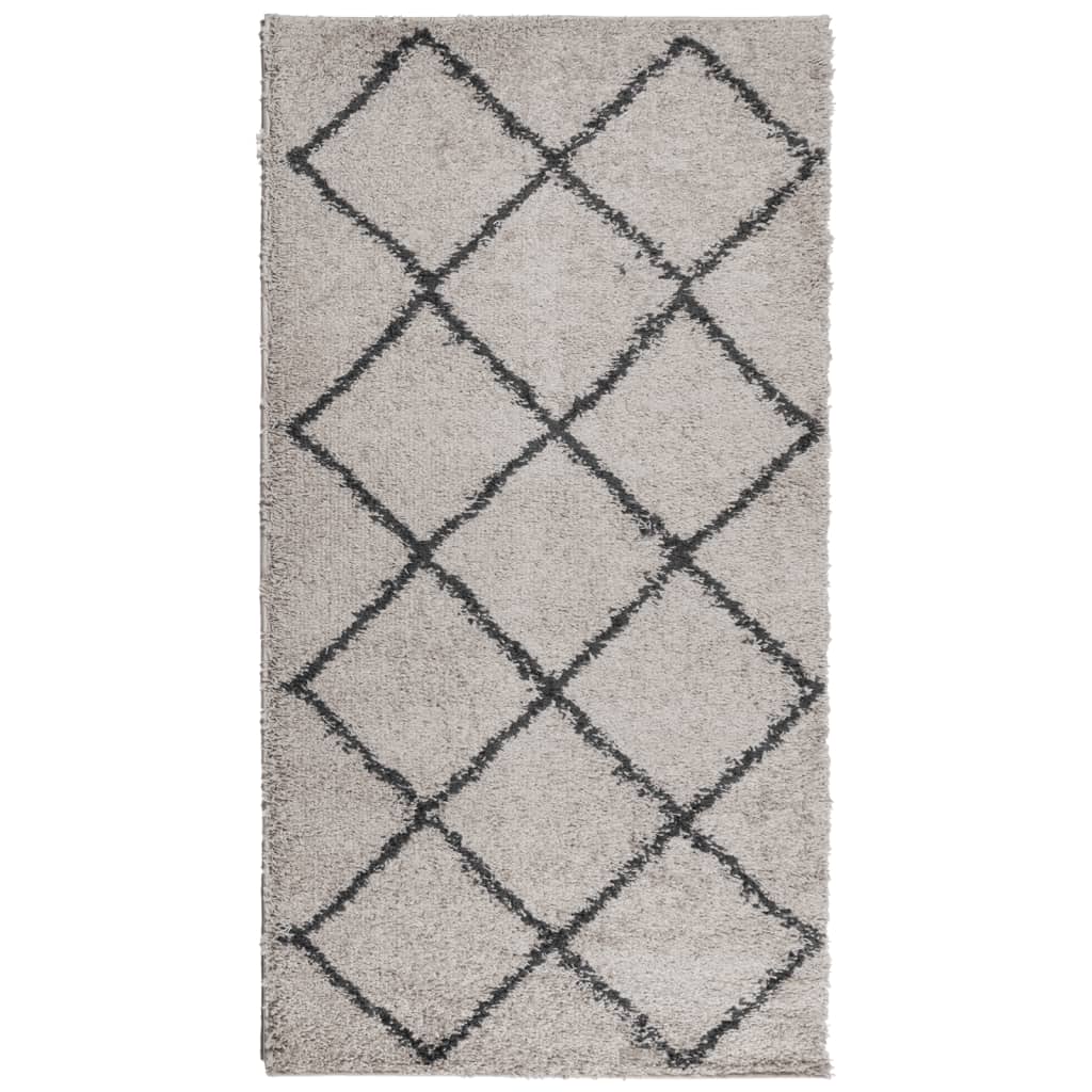 Carpet Shaggy Deep Pile Modern Beige and Anthracite 80x150 cm