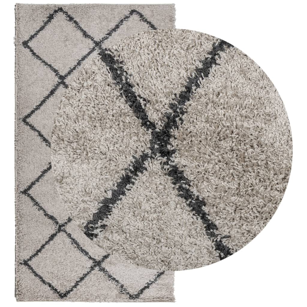 Carpet Shaggy Deep Pile Modern Beige and Anthracite 80x150 cm