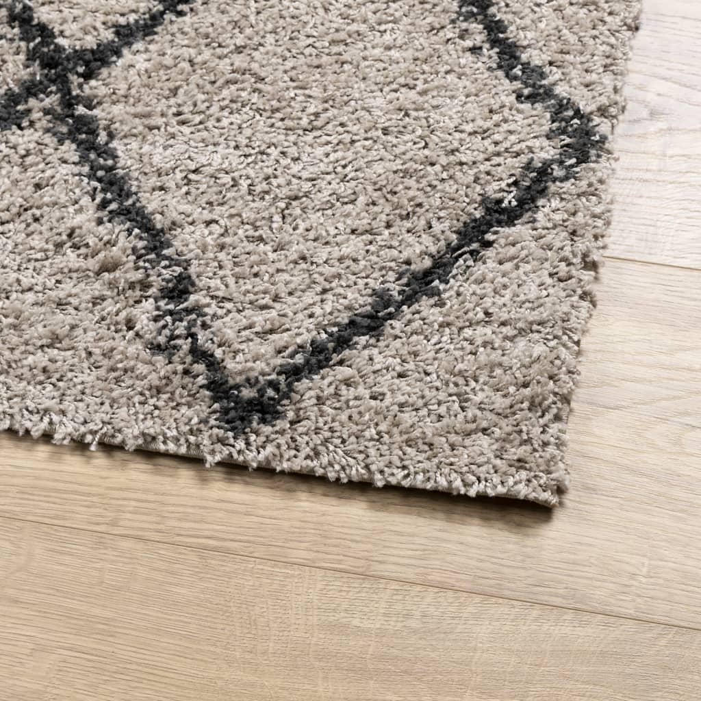 Carpet Shaggy Deep Pile Modern Beige and Anthracite 80x150 cm