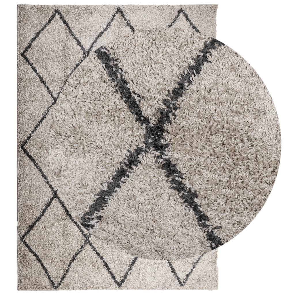 Carpet Shaggy Deep Pile Modern Beige and Anthracite 120x170 cm