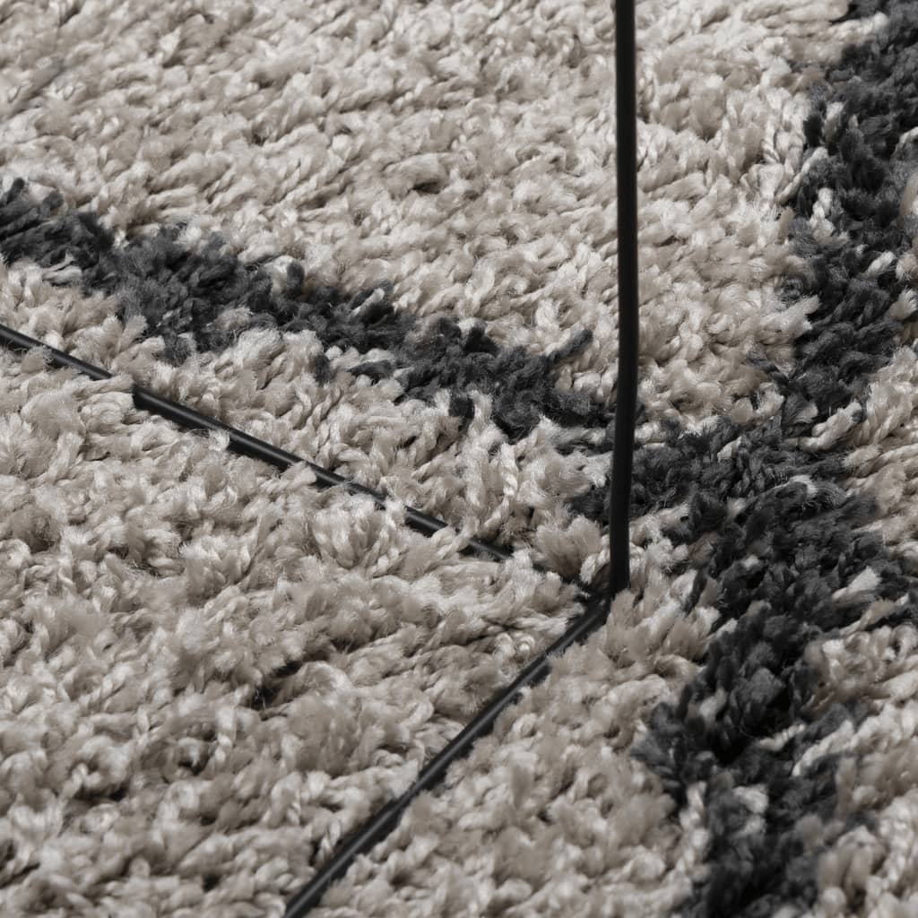 Carpet Shaggy Deep Pile Modern Beige and Anthracite 120x170 cm
