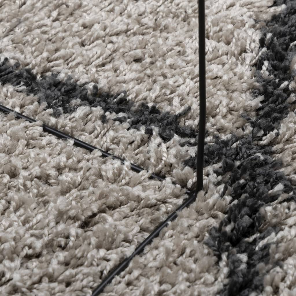 Carpet Shaggy Deep Pile Modern Beige and Anthracite 160x160 cm