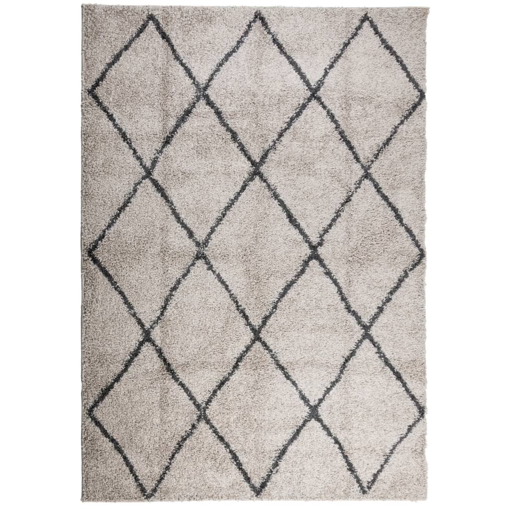 Carpet Shaggy Deep Pile Modern Beige and Anthracite 160x230 cm