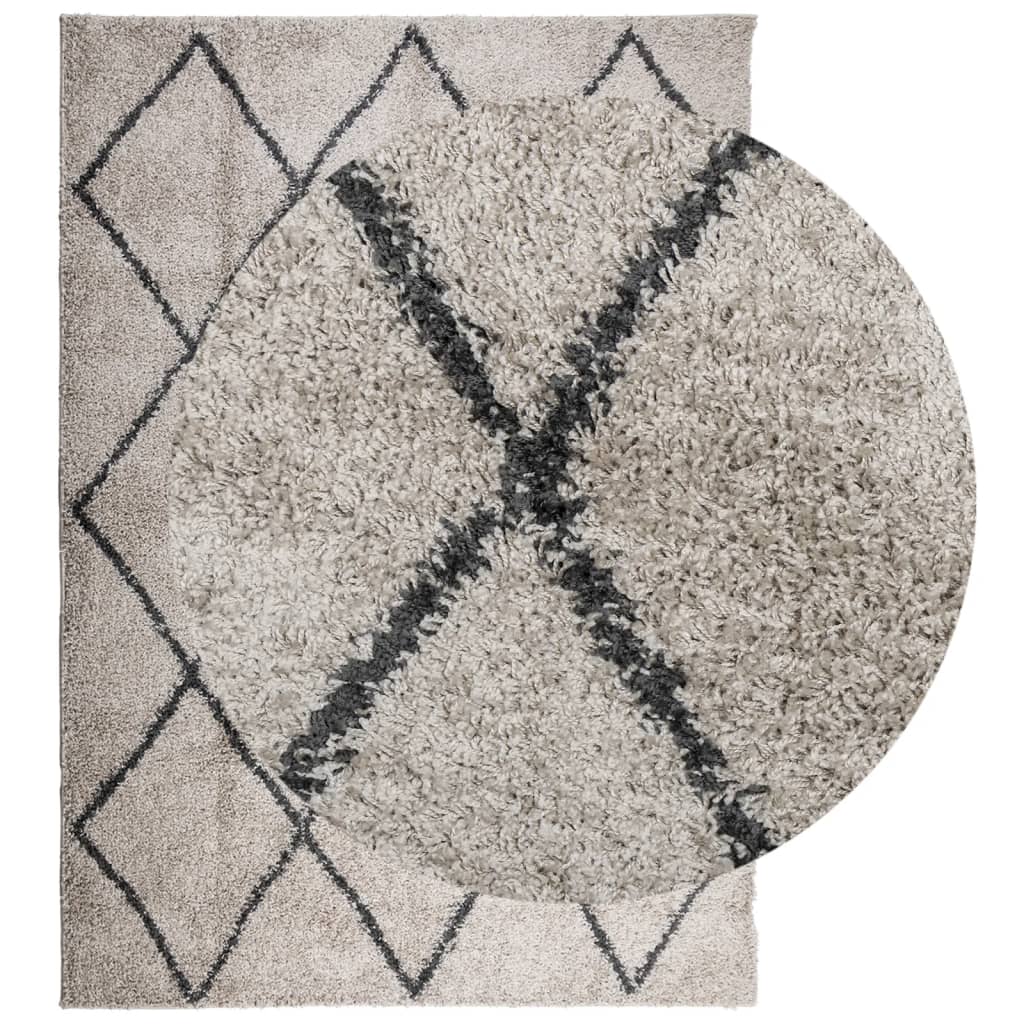 Carpet Shaggy Deep Pile Modern Beige and Anthracite 160x230 cm