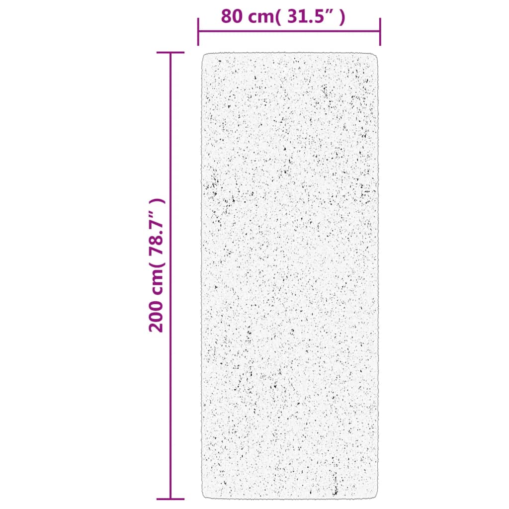 Carpet Shaggy Deep Pile Modern Black and Cream 80x200 cm