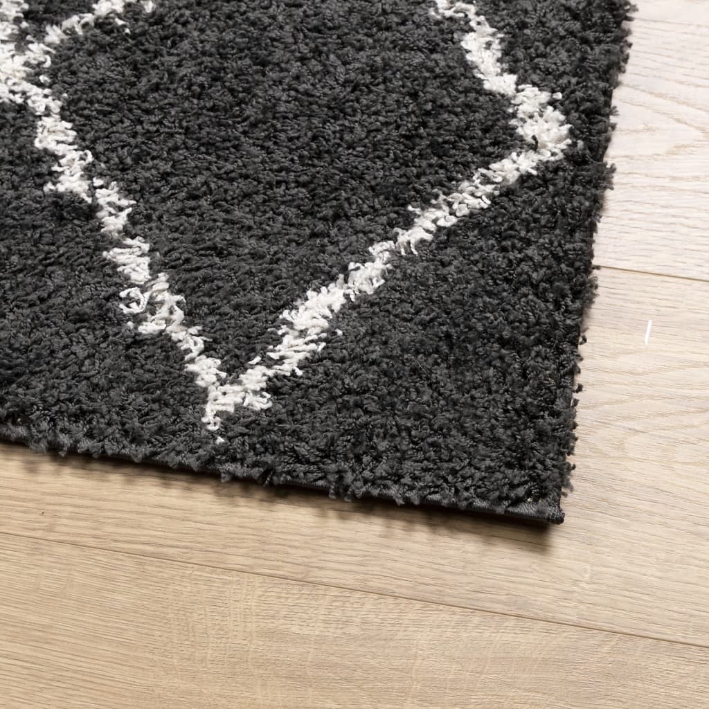 Carpet Shaggy Deep Pile Modern Black and Cream 200x280 cm
