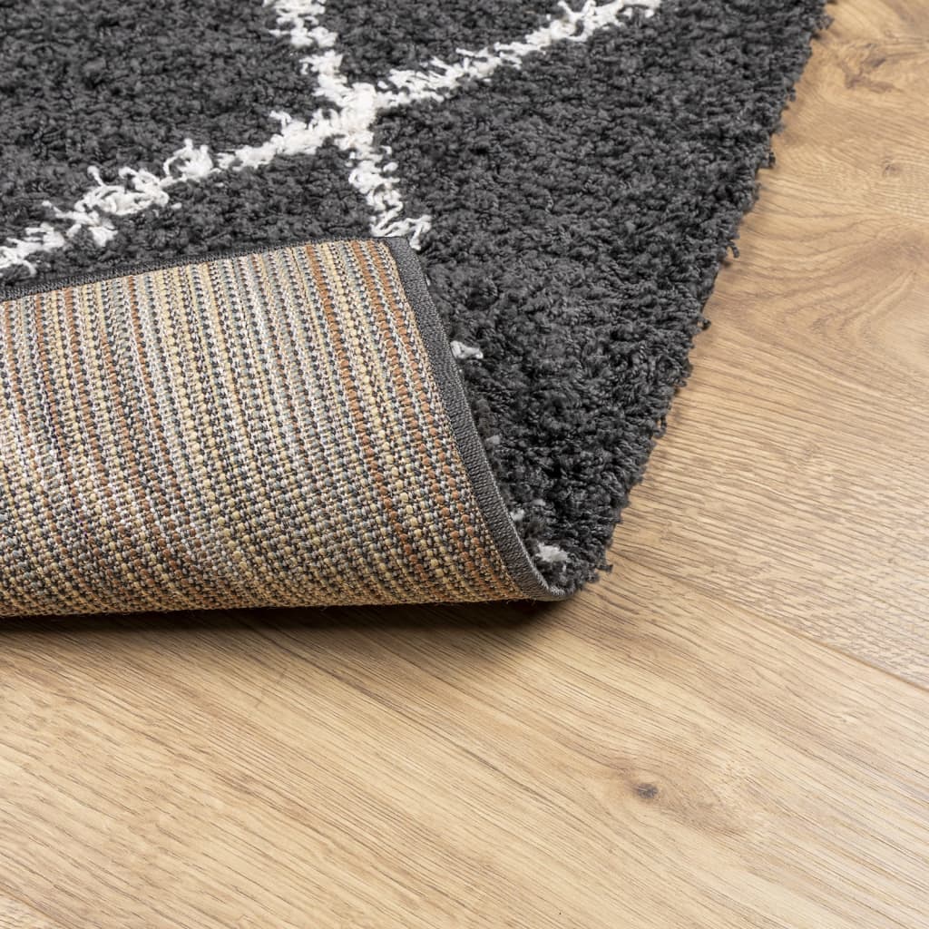 Carpet Shaggy Deep Pile Modern Black and Cream 200x280 cm