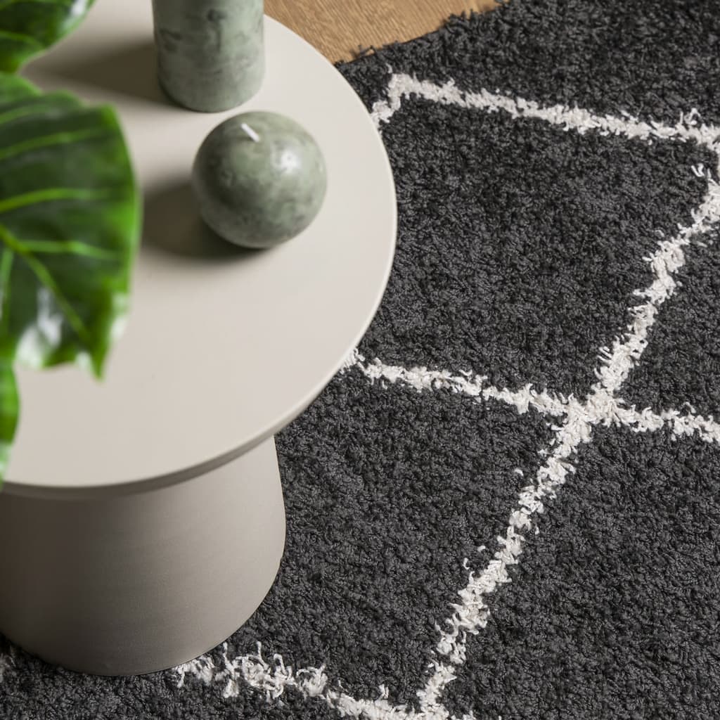 Carpet Shaggy Deep Pile Modern Black and Cream 200x280 cm