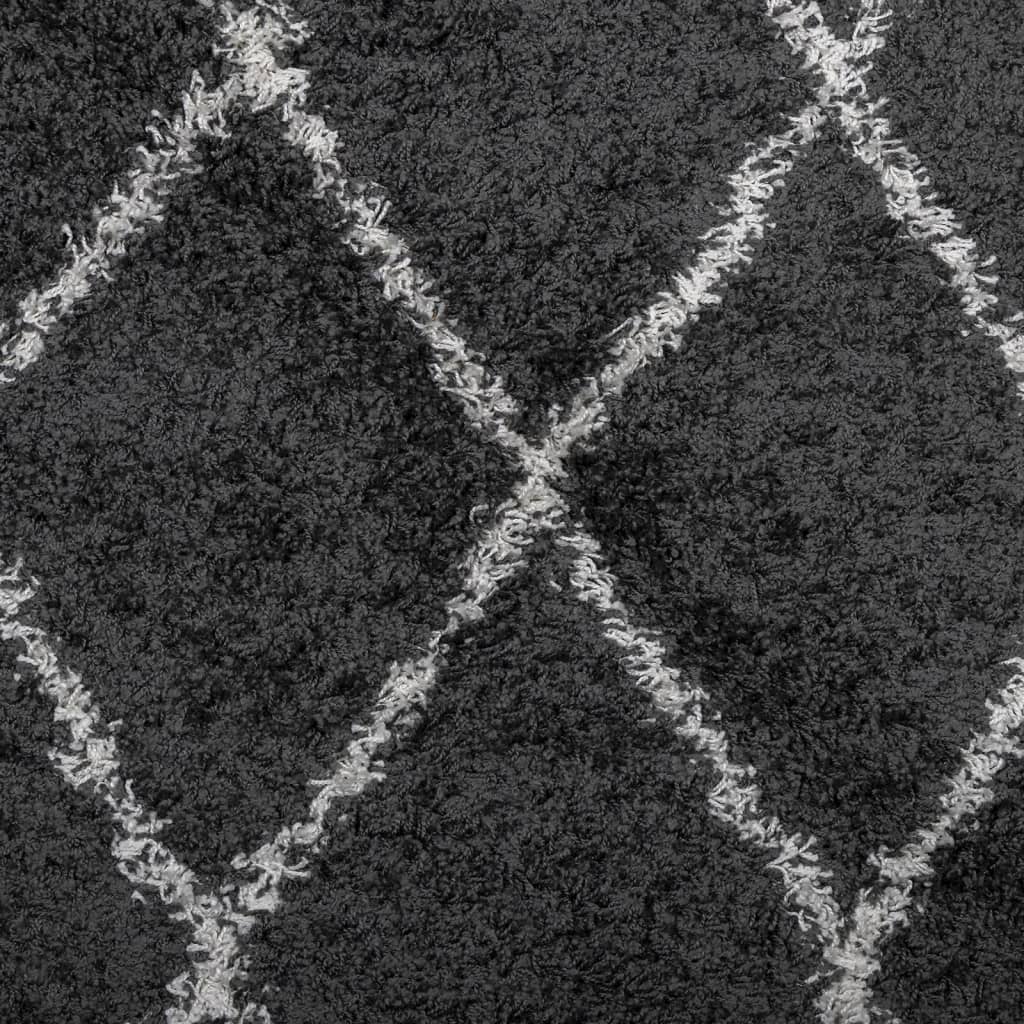 Carpet Shaggy Deep Pile Modern Black and Cream 200x280 cm