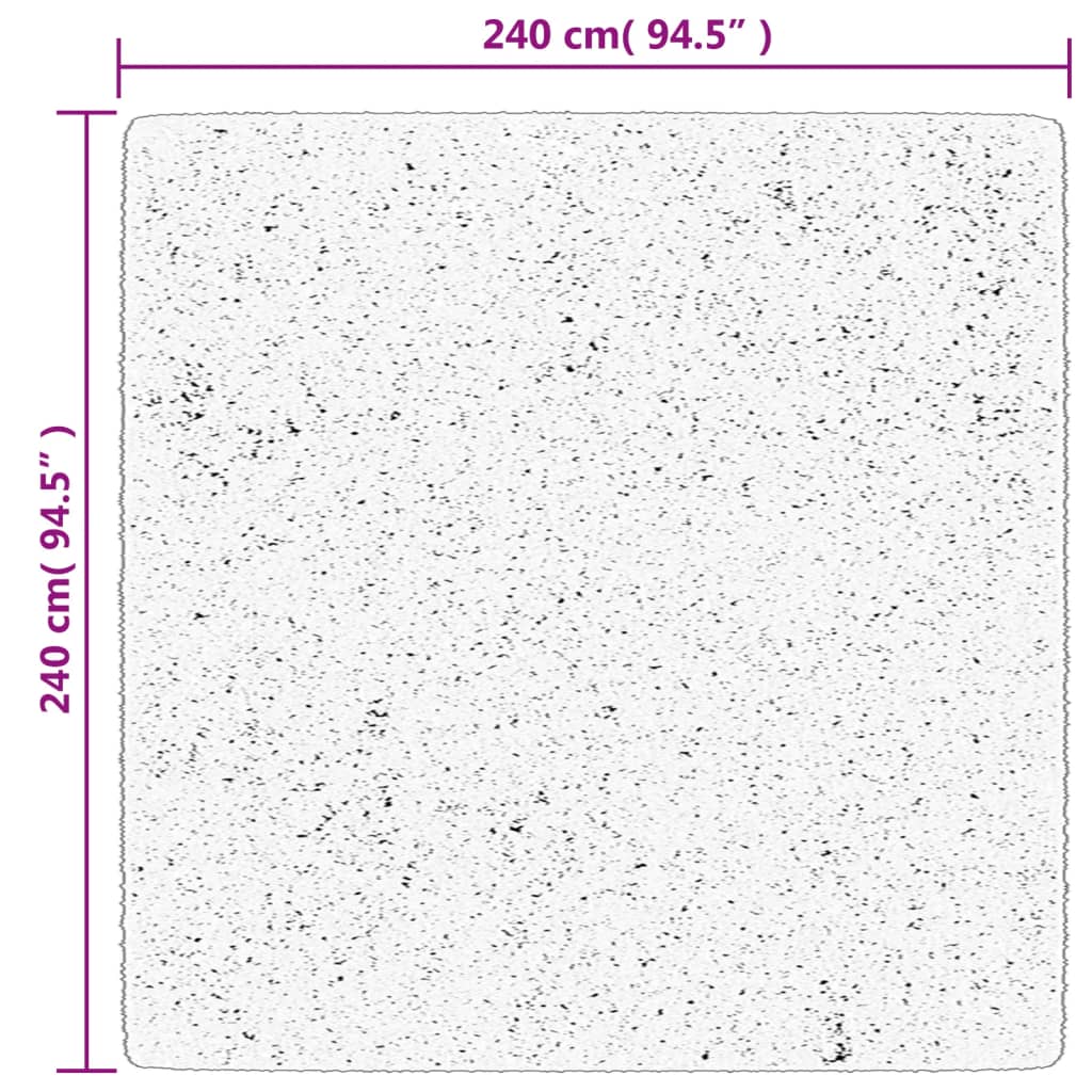 Carpet Shaggy Deep Pile Modern Black and Cream 240x240 cm
