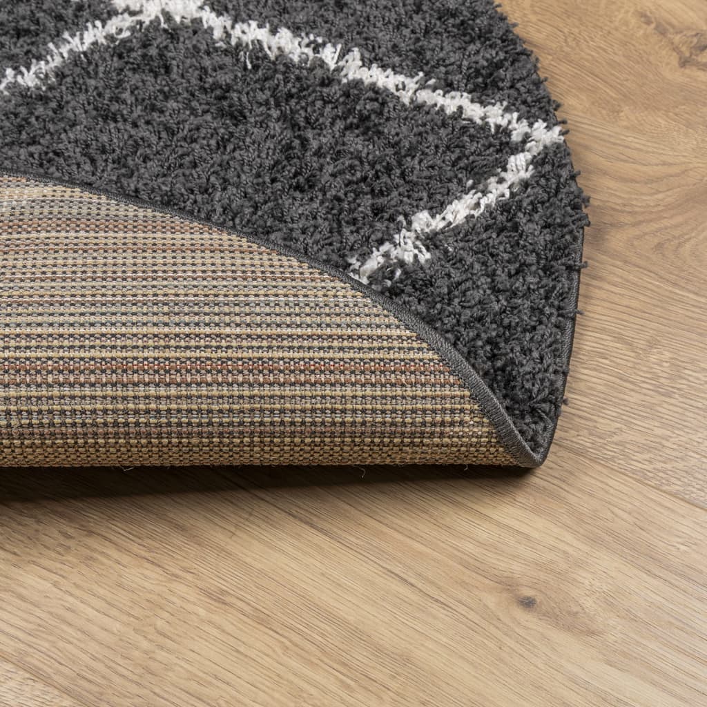 Carpet Shaggy Deep Pile Modern Black and Cream Ø 280 cm