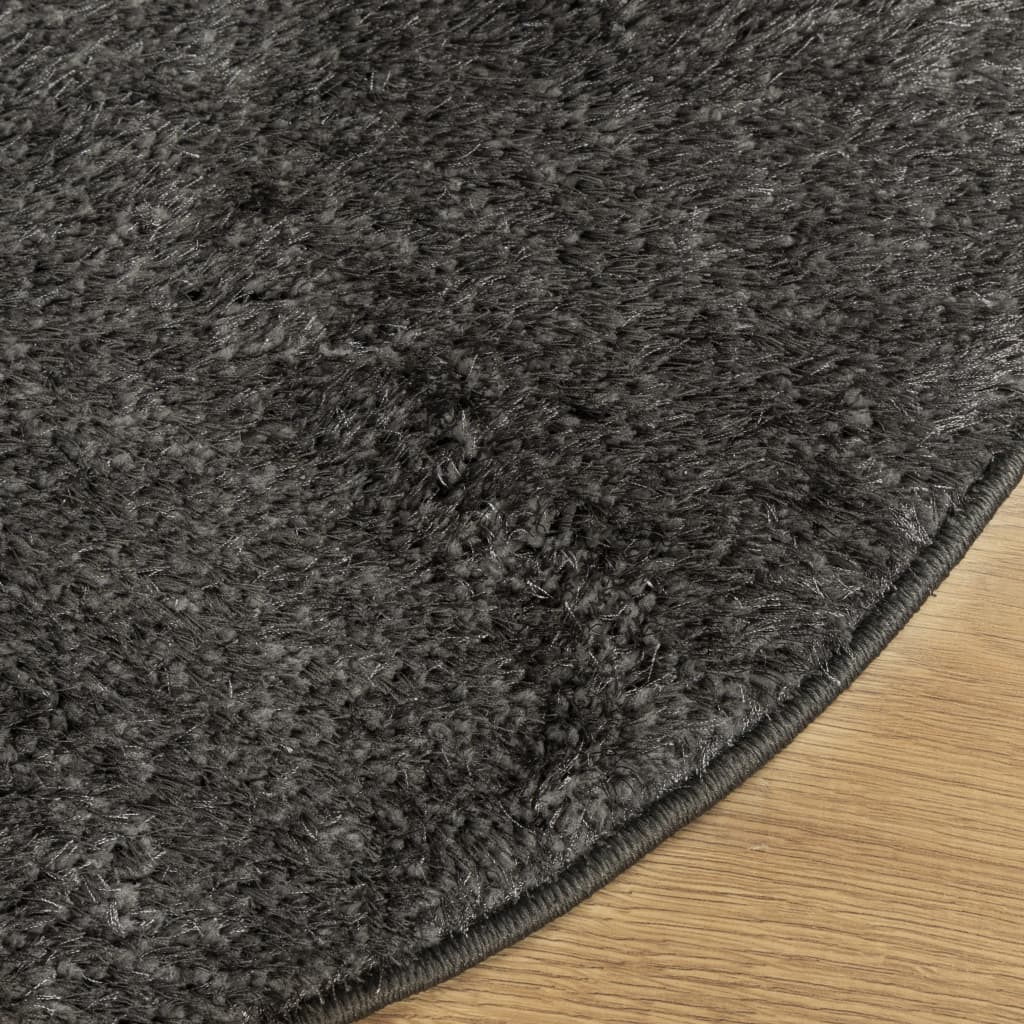 Carpet ISTAN Deep Pile Glossy Anthracite Ø 160 cm