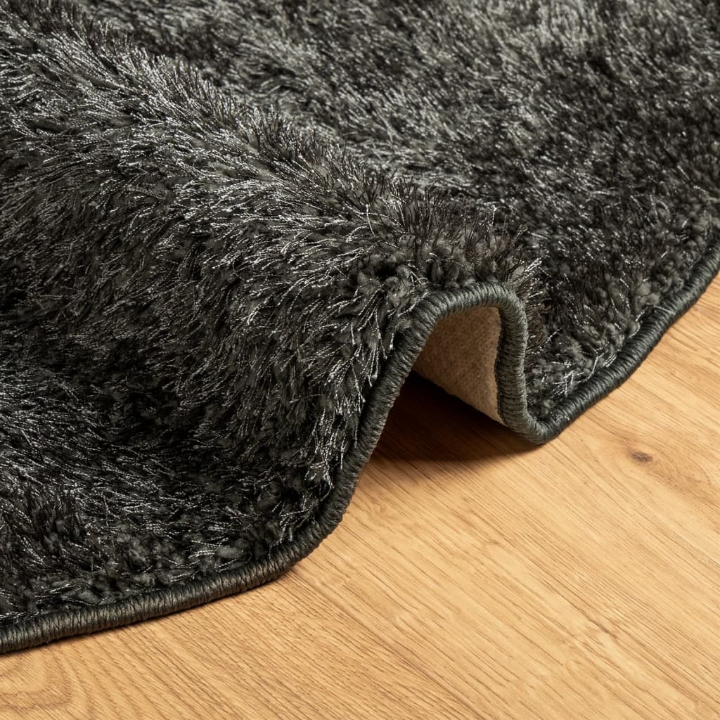 Carpet ISTAN Deep Pile Glossy Anthracite Ø 160 cm