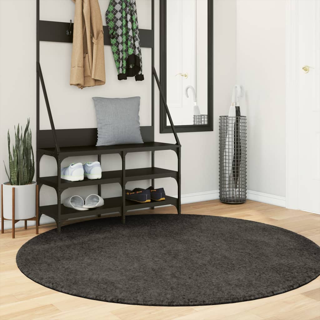 Carpet ISTAN Deep Pile Glossy Anthracite Ø 160 cm