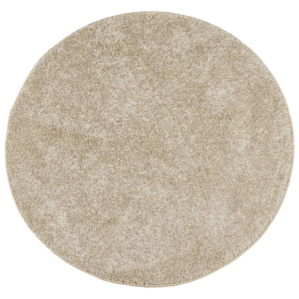 Carpet ISTAN Deep Pile Glossy Beige Ø 80 cm