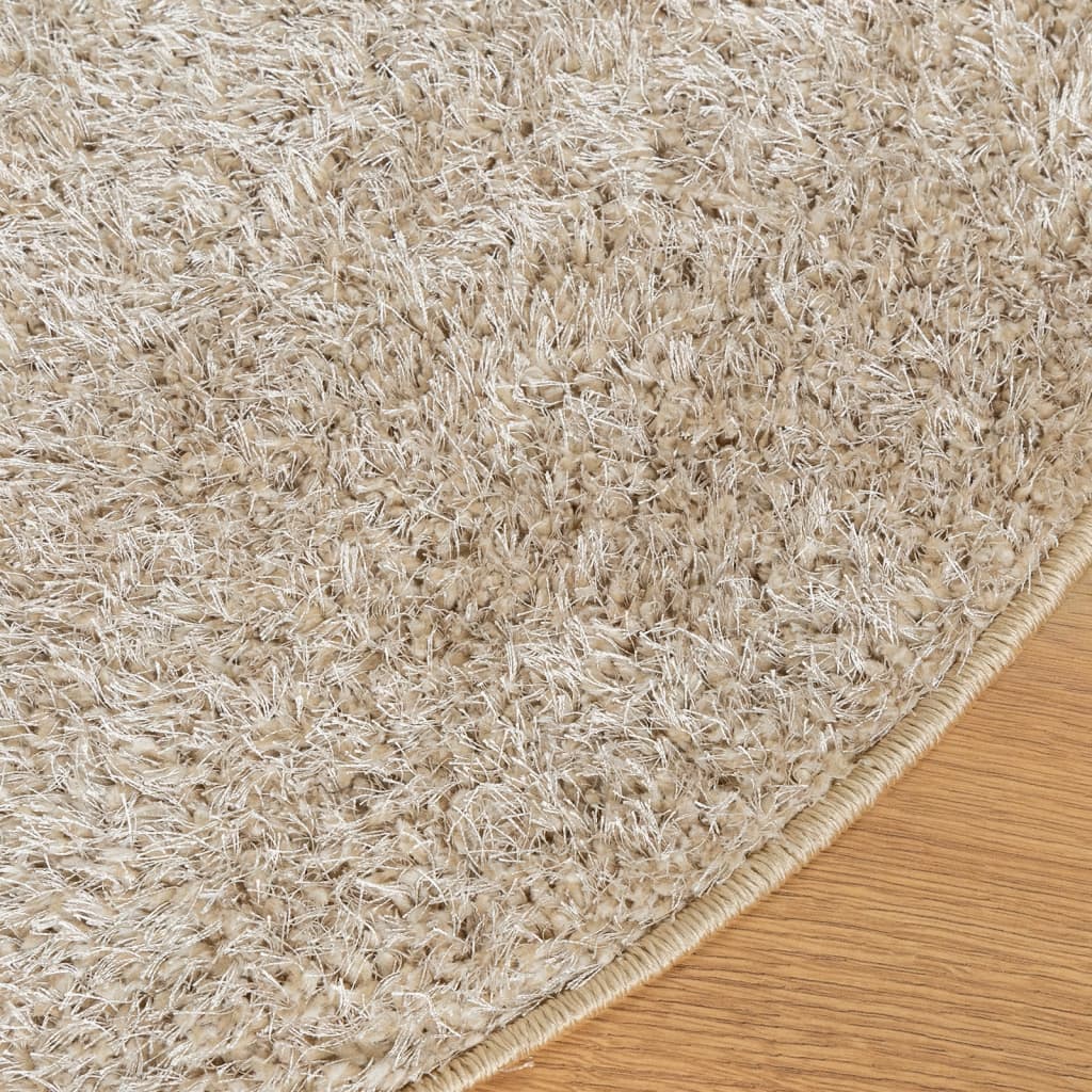 Carpet ISTAN Deep Pile Glossy Beige Ø 80 cm