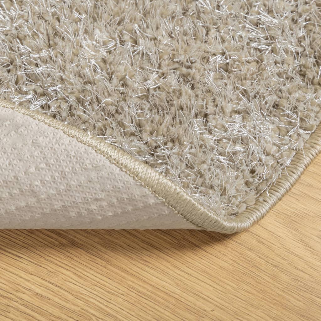 Carpet ISTAN Deep Pile Glossy Beige Ø 80 cm