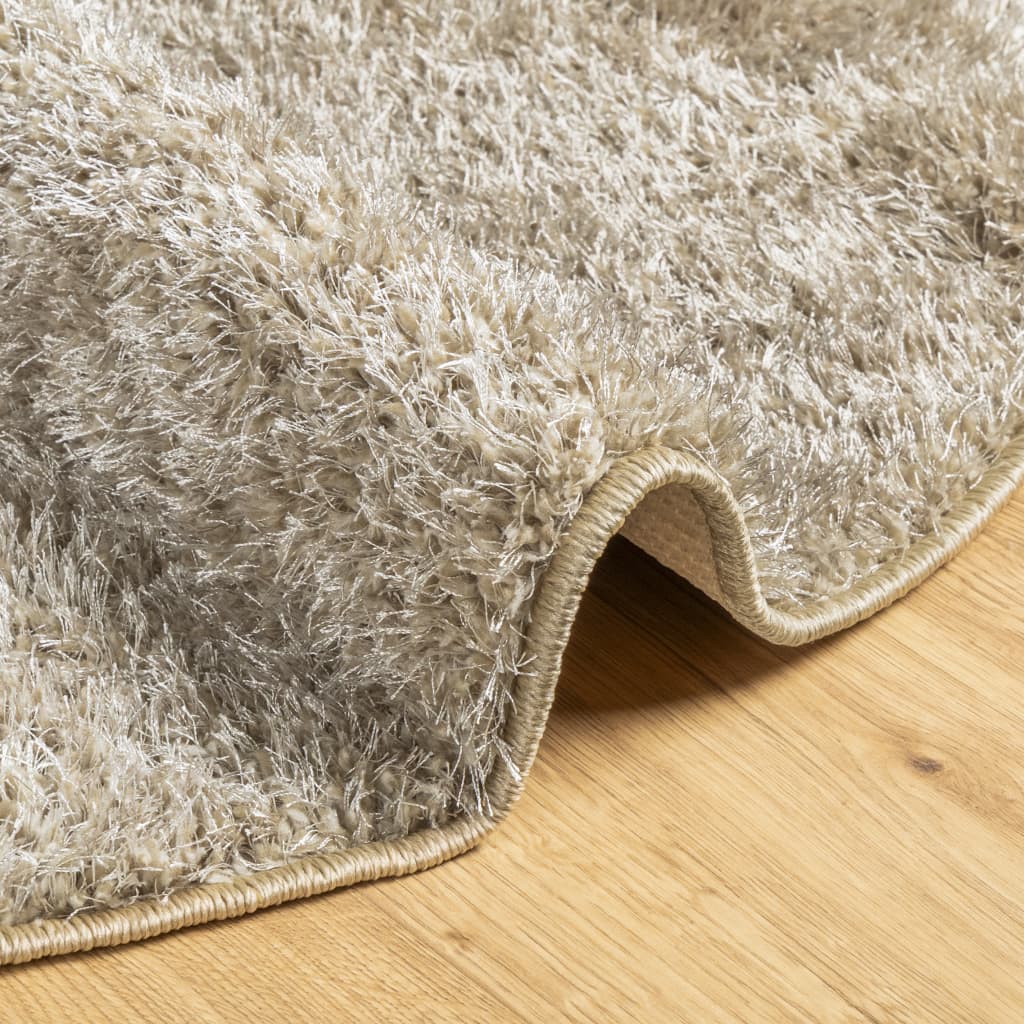 Carpet ISTAN Deep Pile Glossy Beige Ø 80 cm