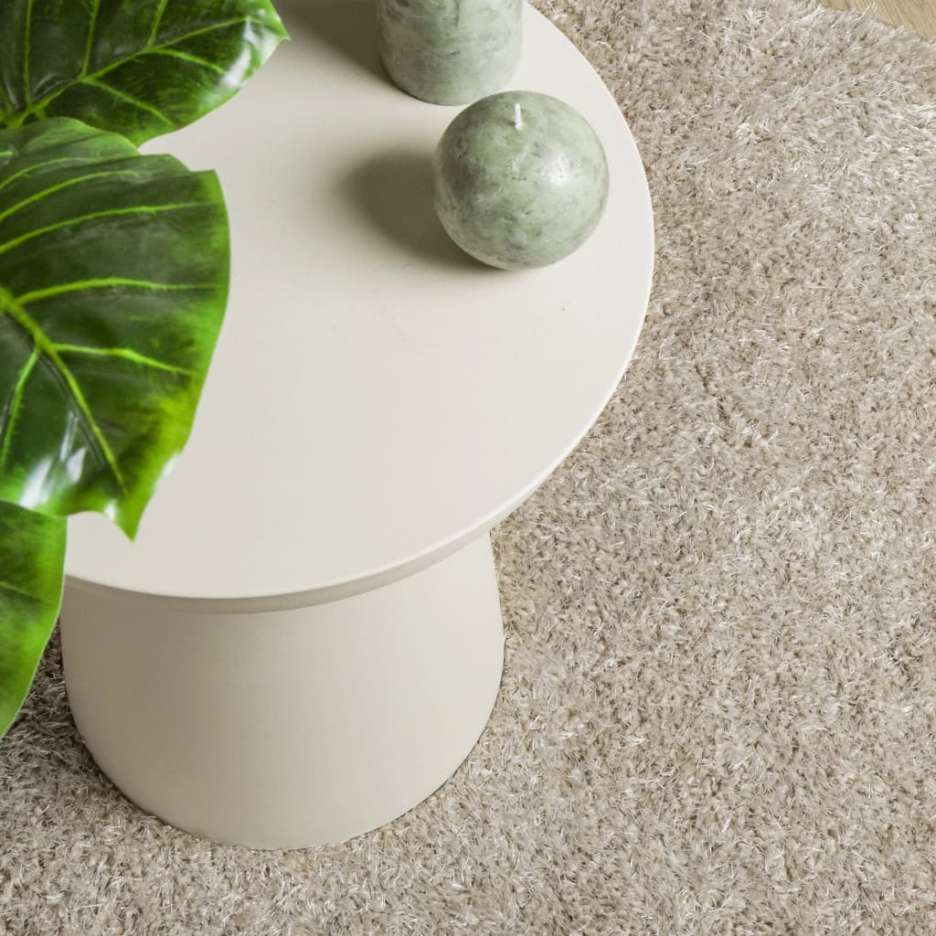 Carpet ISTAN Deep Pile Glossy Beige Ø 80 cm