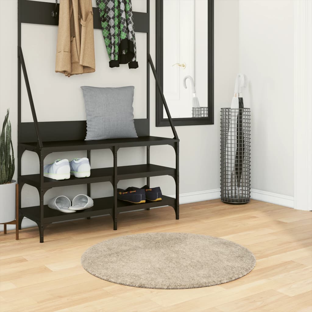 Carpet ISTAN Deep Pile Glossy Beige Ø 80 cm