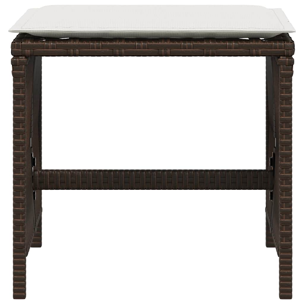 Gartenhocker mit Kissen 4 Stk. Braun 41x41x36 cm Poly Rattan