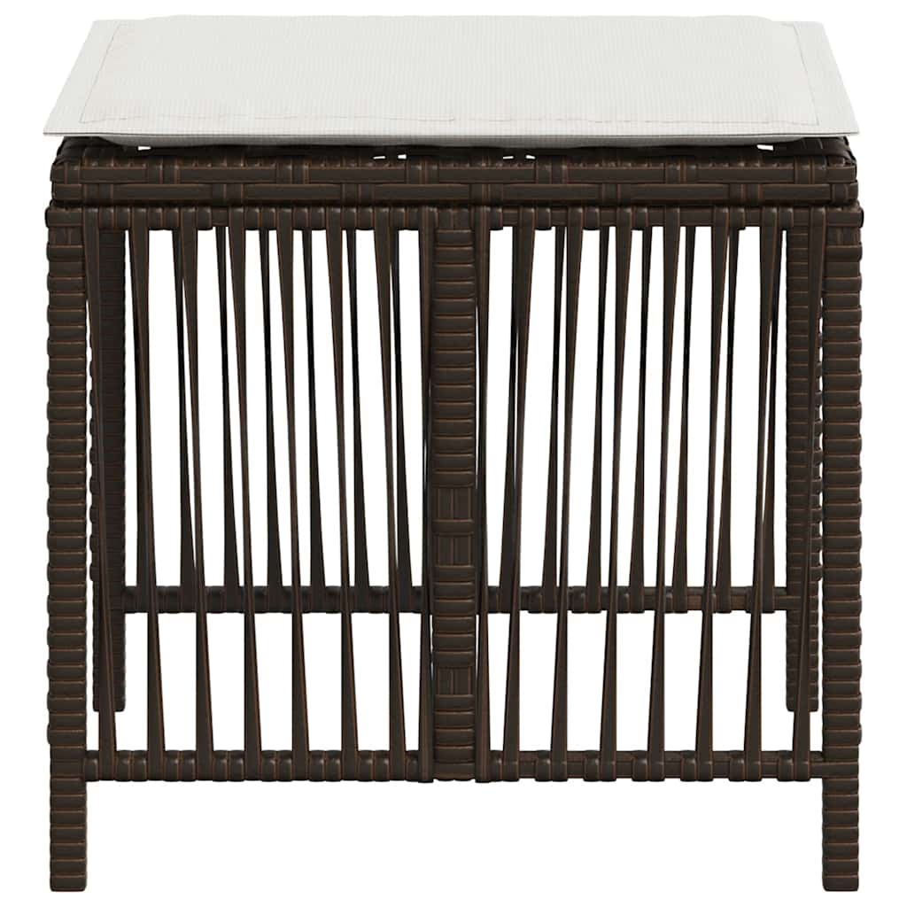 Gartenhocker mit Kissen 4 Stk. Braun 41x41x36 cm Poly Rattan