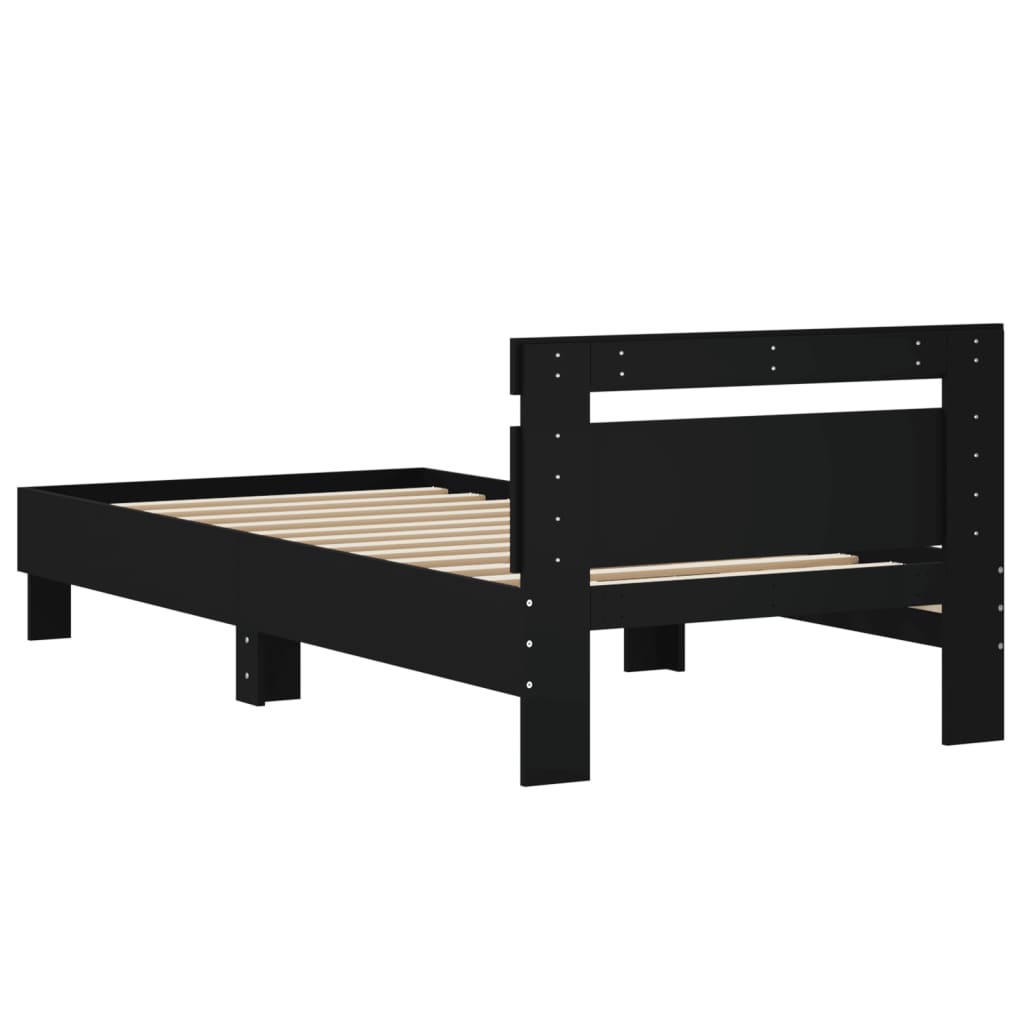 Bed frame with headboard black 90x200 cm wood material