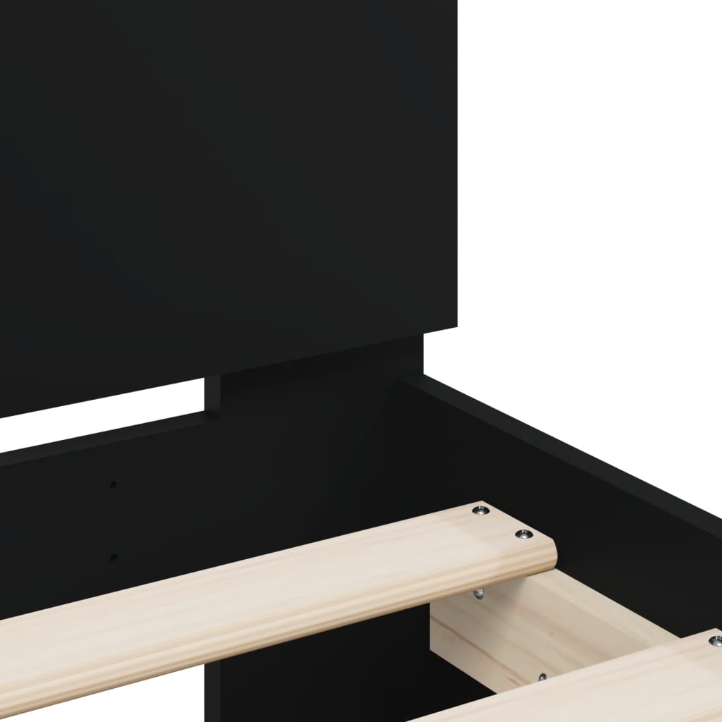 Bed frame with headboard black 90x200 cm wood material
