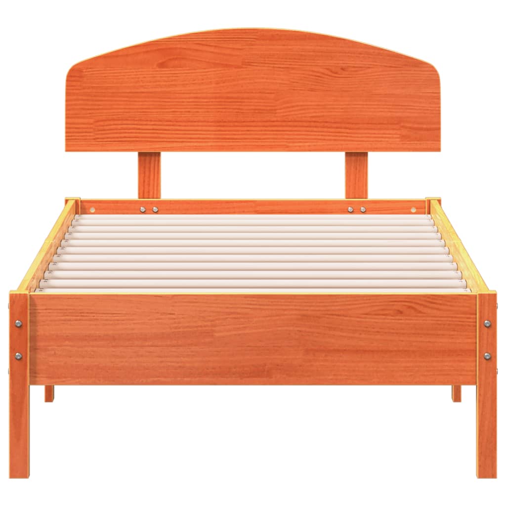 Massivholzbett ohne Matratze Wachsbraun 75x190 cm Kiefernholz