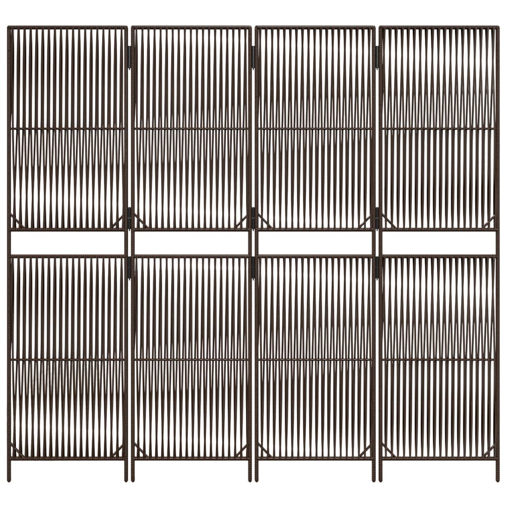 Paravent 4-tlg. Braun Poly Rattan