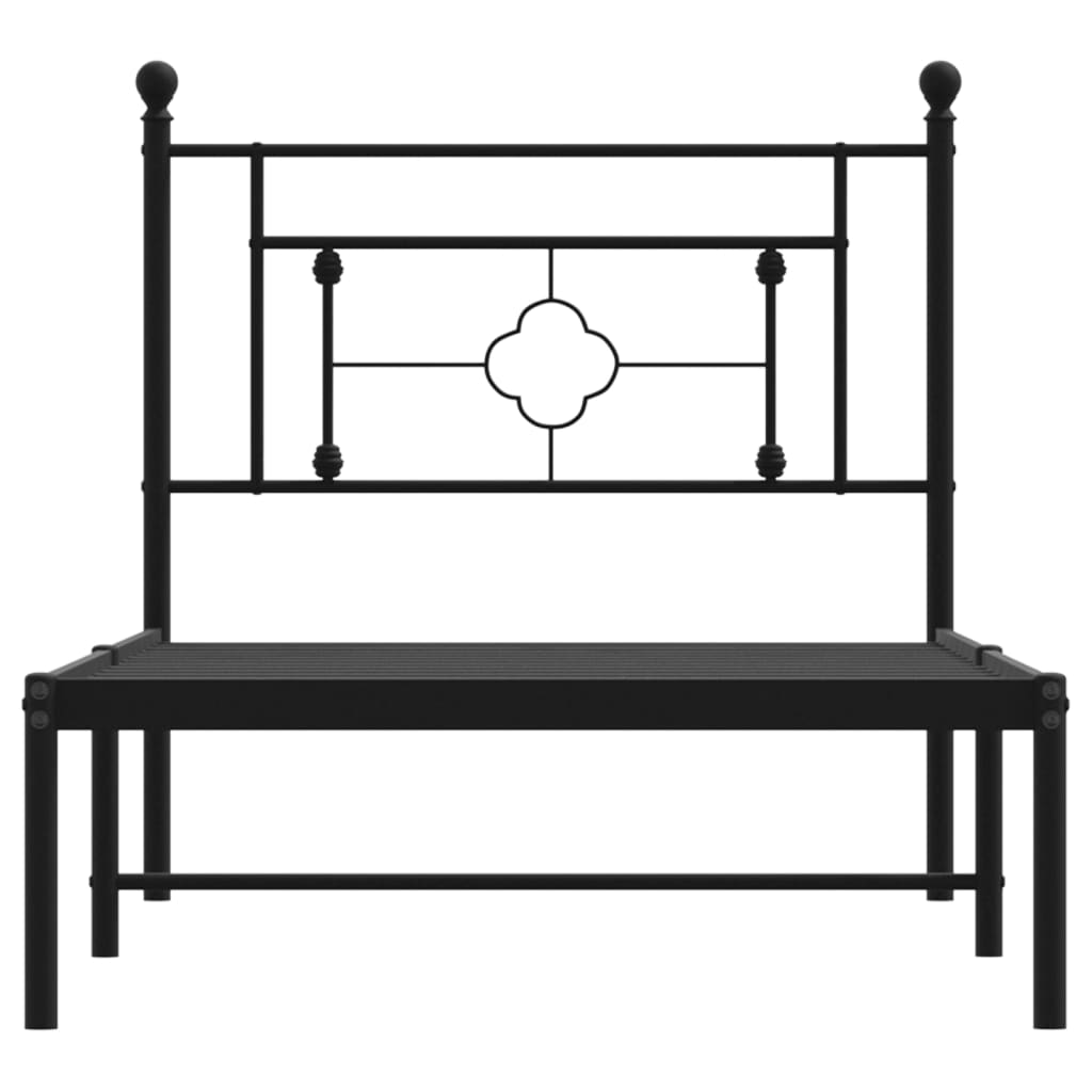 Bed frame with headboard metal black 100x190 cm