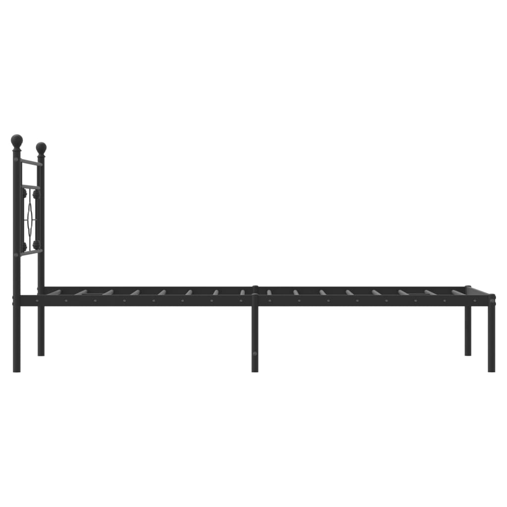Bed frame with headboard metal black 100x190 cm