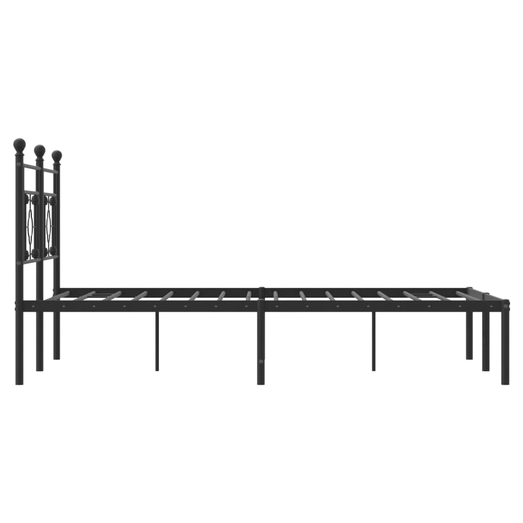Bed frame with headboard metal black 135x190 cm