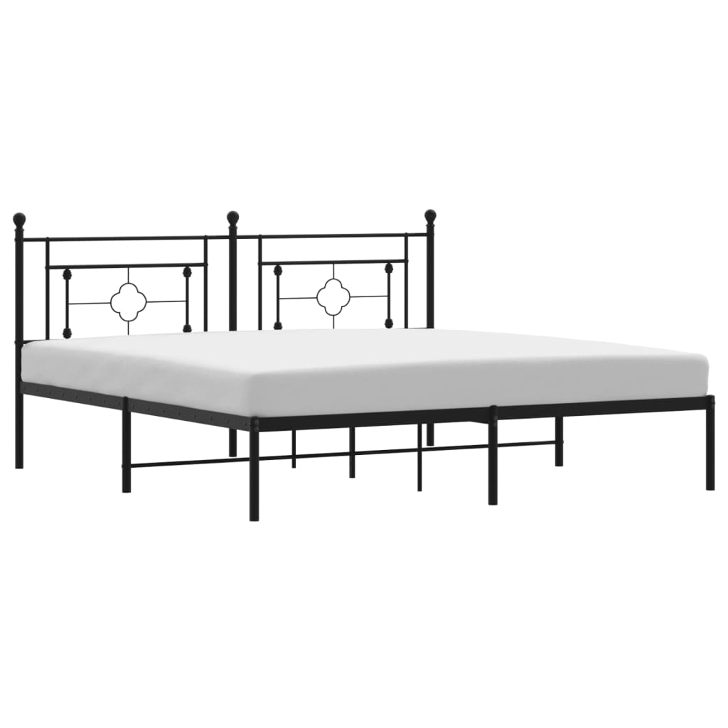 Bed frame with headboard metal black 180x200 cm