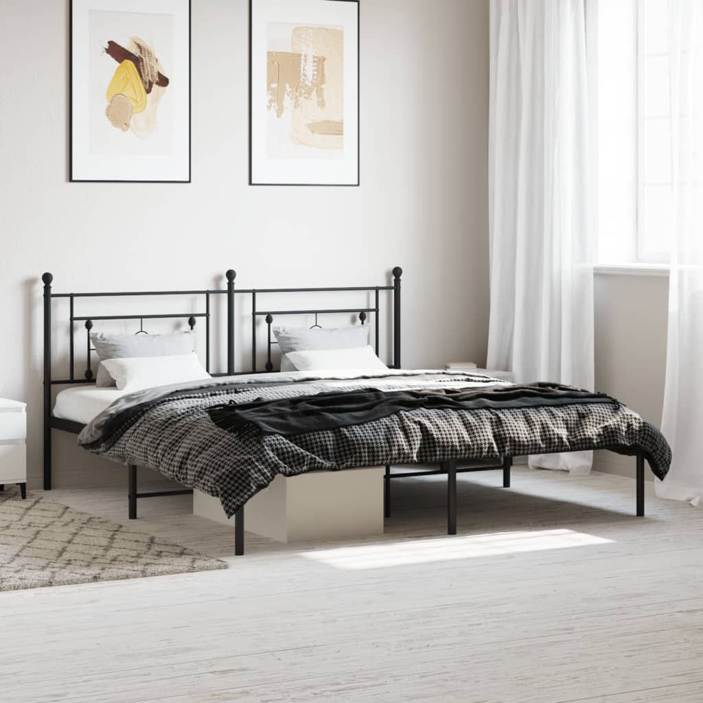 Bed frame with headboard metal black 180x200 cm