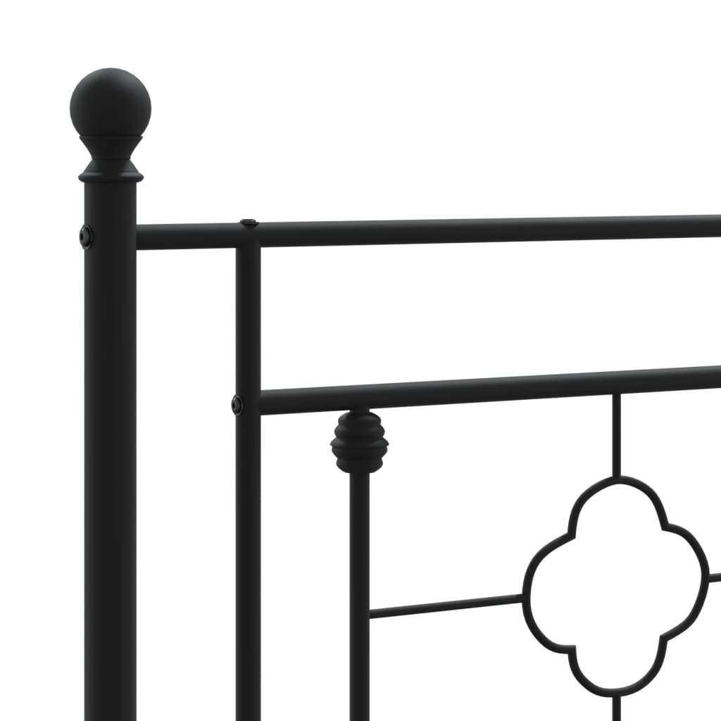 Bed frame with head and footboard metal black 90x190 cm