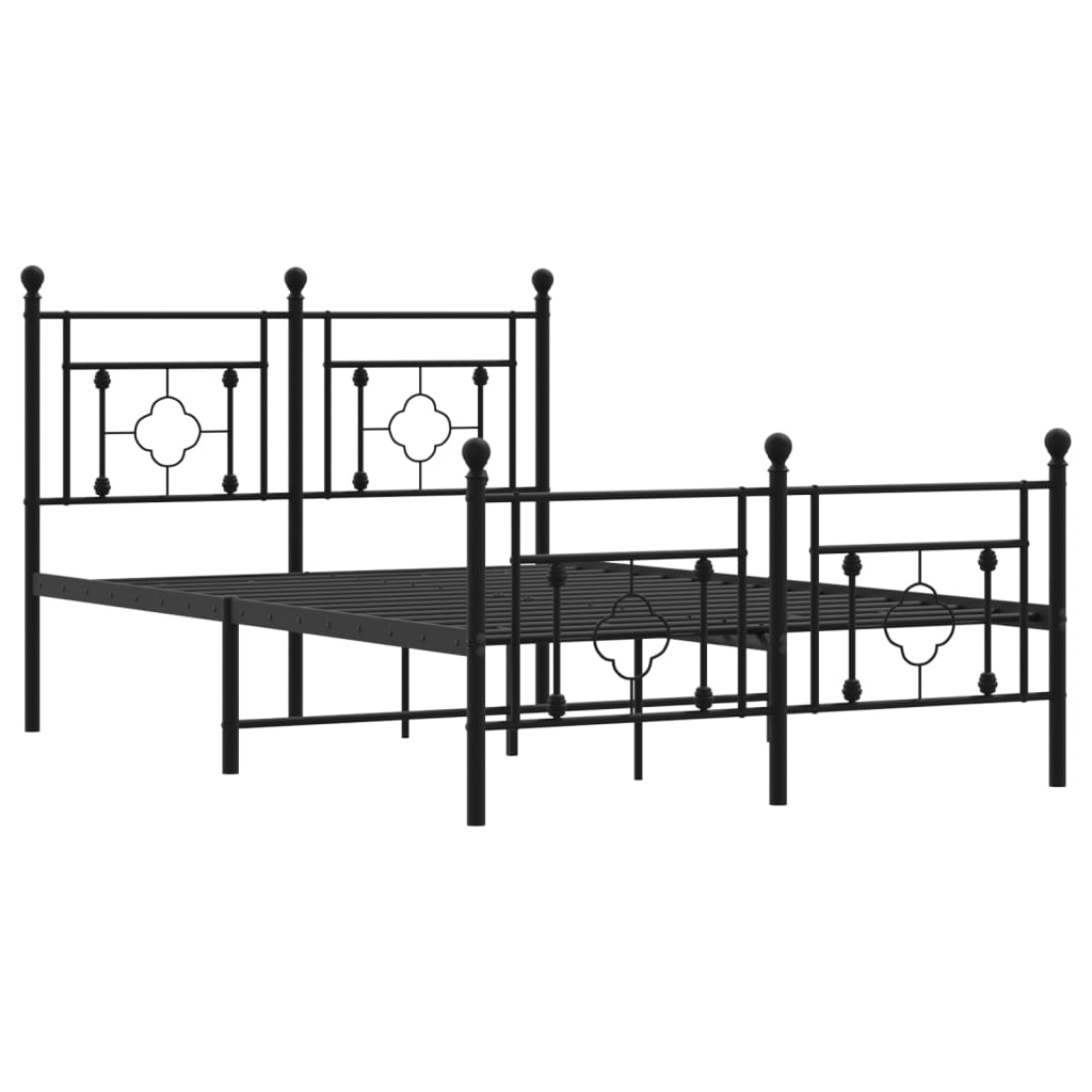 Bed frame with head and footboard metal black 120x190 cm