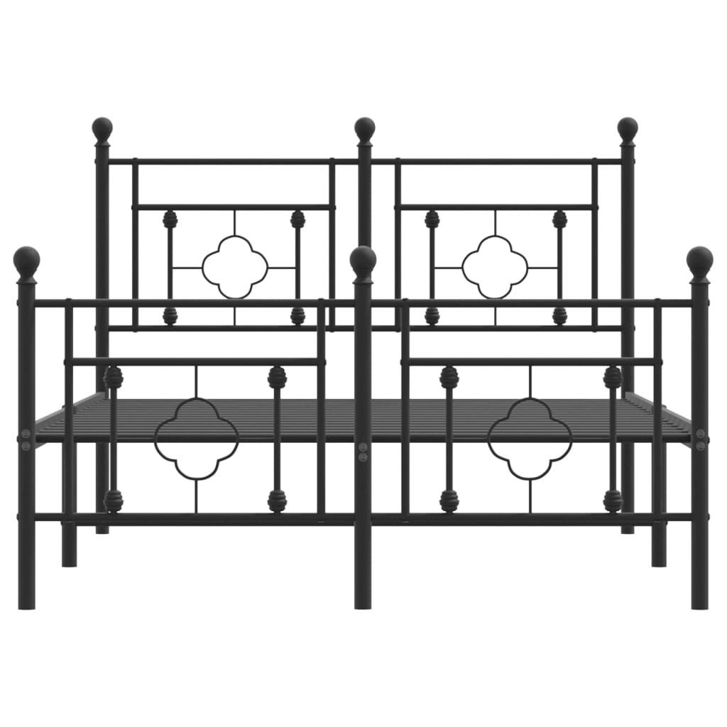 Bed frame with head and footboard metal black 120x190 cm