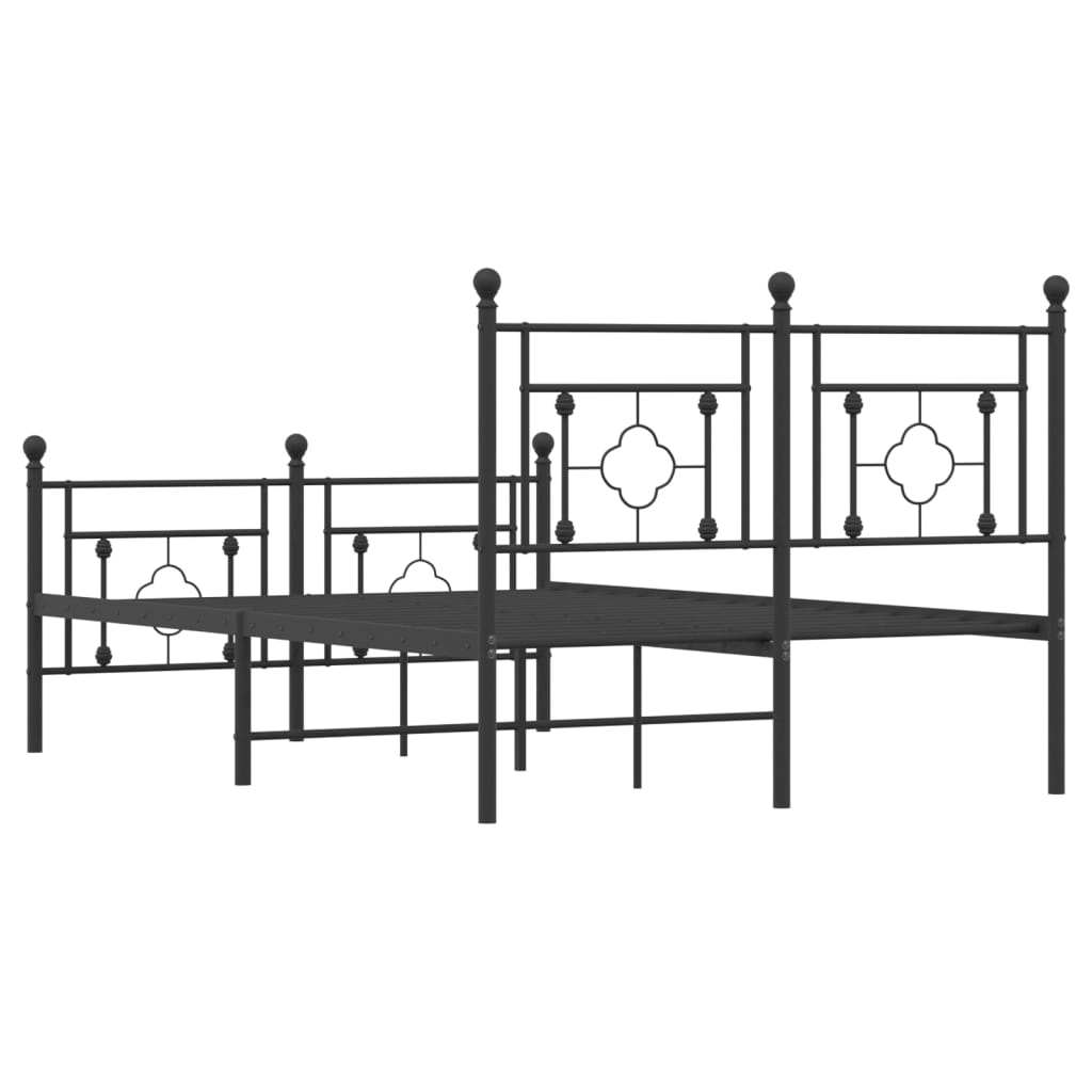 Bed frame with head and footboard metal black 120x190 cm